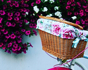 Bicycle Basket For Girls Women Hand-Woven Natural Wicker Bike Handlebar Front