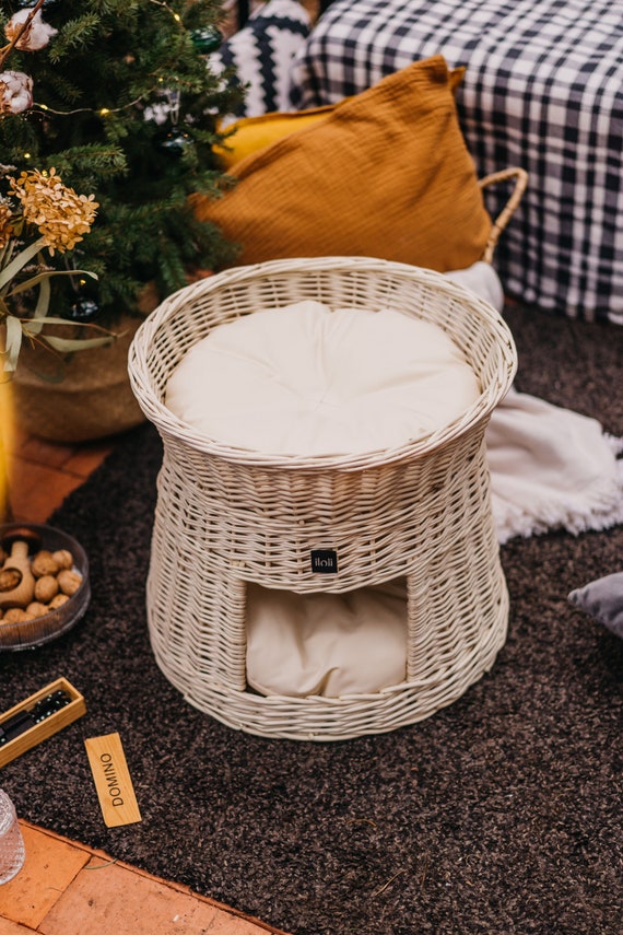 dog cave dog basket Wicker pet bed cat basket with cushions dog bed pet furniture cat cave