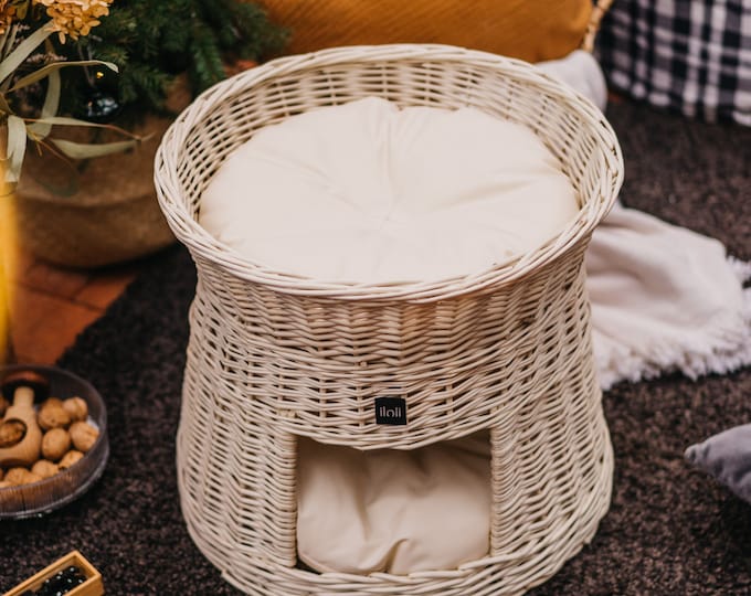 Wicker Pet Bed CUSHIONS Wicker Pet Furniture Dog House Etsy