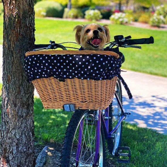 Big Bike Basket Polka Dots COVER Wicker Bike Basket Bicycle Basket Wicker Basket Handmade Bicycle Basket Etsy