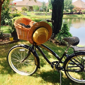 Bike basket, Brown wicker bike basket, bicycle basket, wicker basket, handmade bicycle basket image 1