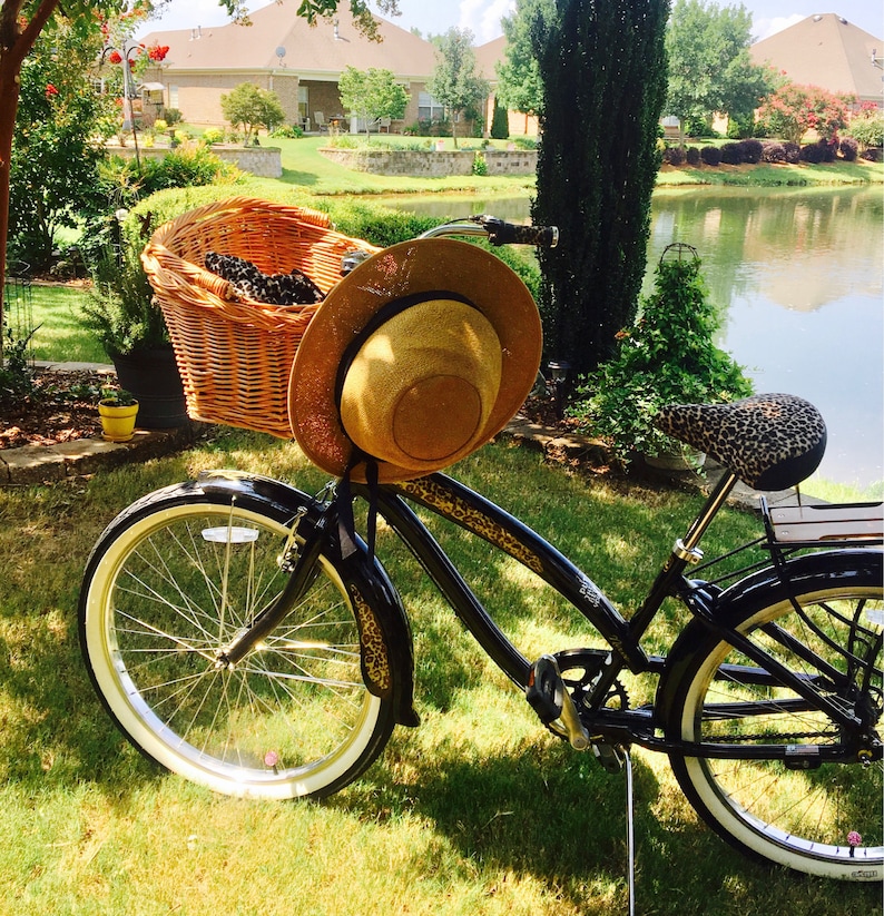 Bike basket, Brown wicker bike basket, bicycle basket, wicker basket, handmade bicycle basket image 1