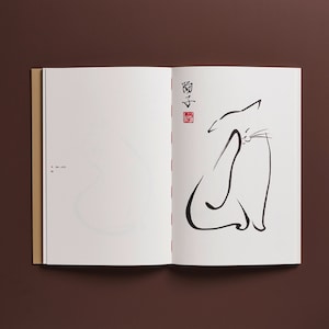 High Quality Art Book &quot;Sumi-e Cats&quot; including 40 Reproductions of Contemporary Japanese Ink Paintings (by artist Yoko Schmidt)