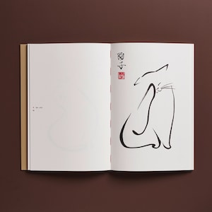 Livre d'art de haute qualité Sumi-e Cats comprenant 40 reproductions de peintures à l'encre japonaises contemporaines par l'artiste Yoko Schmidt image 1