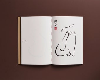 Hochwertiges Kunstbuch "Sumi-e Cats" mit 40 Reproduktionen zeitgenössischer japanischer Tuschegemälde (von der Künstlerin Yoko Schmidt)