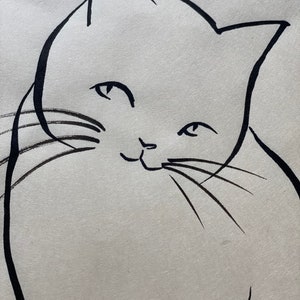 Peinture originale à l'encre japonaise d'un chat Looks nice sur papier Awagami naturel 40 x 30 cm image 4