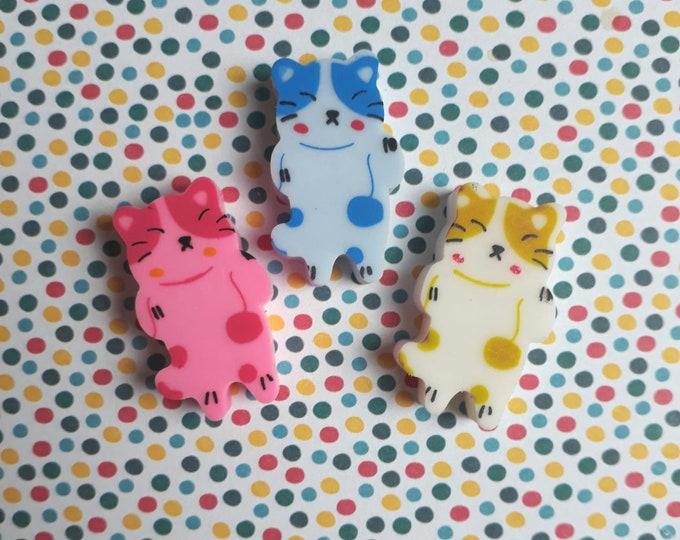Cat Erasers Set Of 3 Novelty Rubbers Stationery Gift Etsy