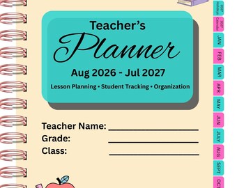 2026-2027 Teacher Planner | Editable Canva Template | Lesson Plans, Attendance, Student Tracking & Teacher Organization, Kids Journal PDF