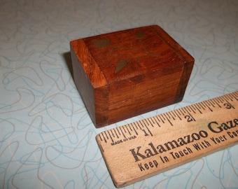 Vintage small size wood with inlay ring box