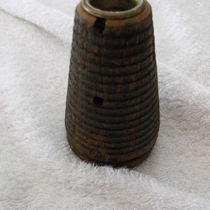 Vintage wood cone shaped Sewing thread spindle candle holder