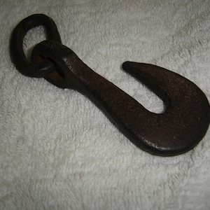Vintage Cast Iron Hook with One Chain Link