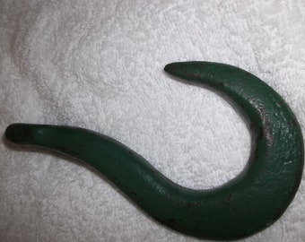 Vintage green heavy duty large hook with eye