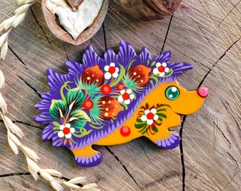 Hedgehog fridge magnet - pretty animal wooden magnets figures - hedgehog magnets - hedgehog lovers gifts nice animal magnets hand painted
