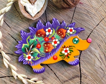 Hedgehog fridge magnet - pretty animal wooden magnets figures - hedgehog magnets - hedgehog lovers gifts nice animal magnets hand painted