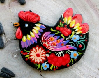 Chicken keeper art fridge magnets set of 8 retro thin decorative magnets