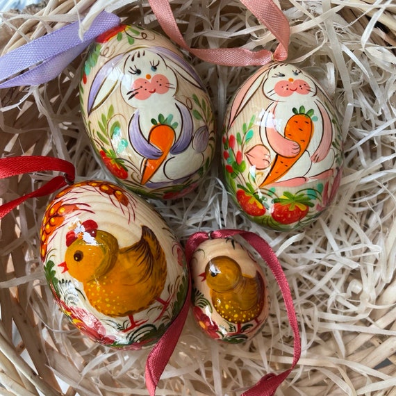 Hand Painted Wooden Eggs Set, Easter Decorations Hand Made, Ukrainian  Easter Eggs, Pysanka, Ukrainian Wooden Eggs, Original Easter Gifts 