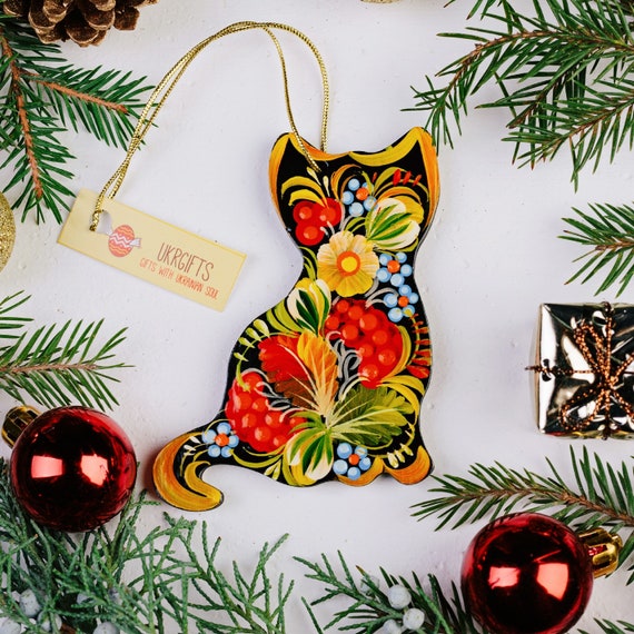 Adorno de árbol de Navidad con forma de gato Adorno de