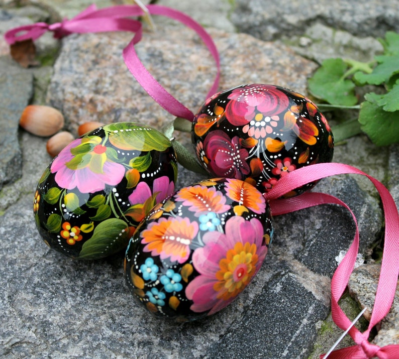 Beautiful Hand Painted Easter Wooden Egg With Floral Patterns, Pysanky ...