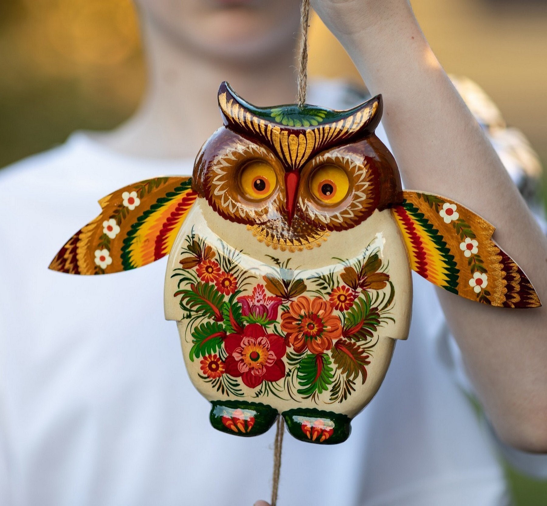Owl Jumping Jack Toy- Wooden Handmade Wall Owls Decoration for