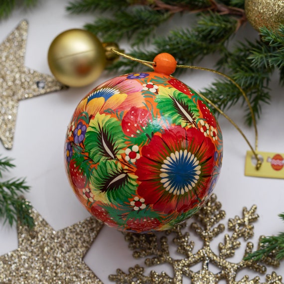 Beaded Floral Velvet Ball Ornament - World Market