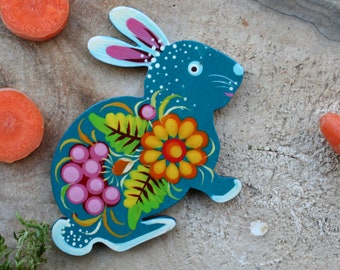 Bunny fridge magnet - wooden animal magnets figures - pretty rabbit magnets -small easter gifts -nice easter bunny magnets hand painted