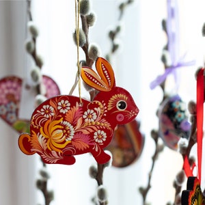 6 Stück Osteranhänger Hase - Niedliche 2D Acryl Osterdeko Zum Aufhängen Für Fenster, Tür & Osterbaum