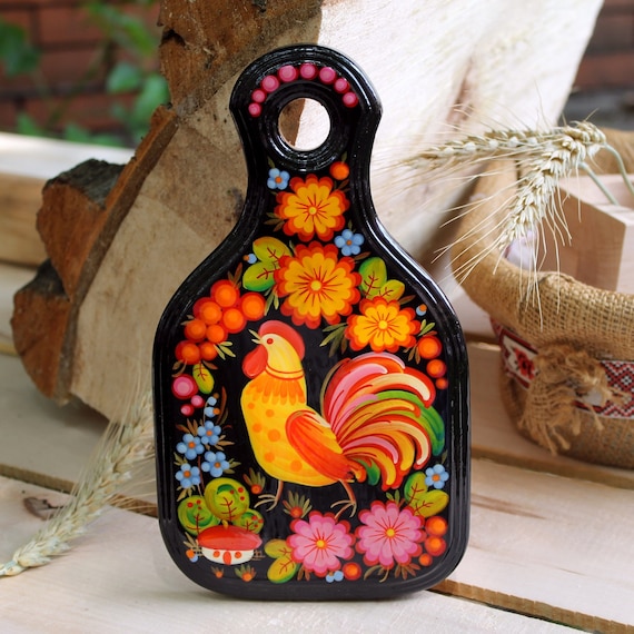 Wooden Decorative Kitchen Board With Petrykivka Painting Hand