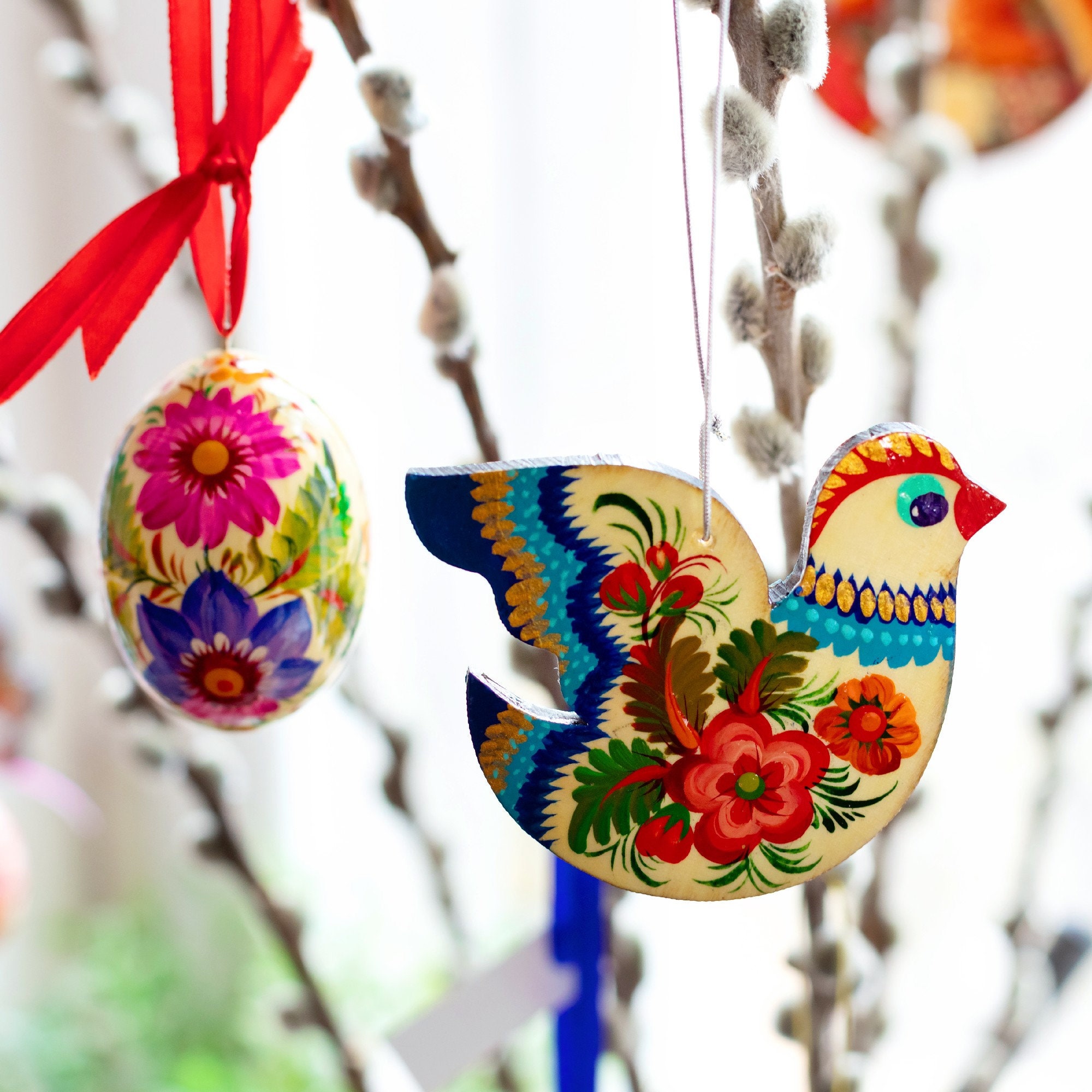 Decorazioni Pasquali In Legno 24 Pezzi | Uova Da Appendere Con Coniglietti E Fiori Per Festa Primaverile