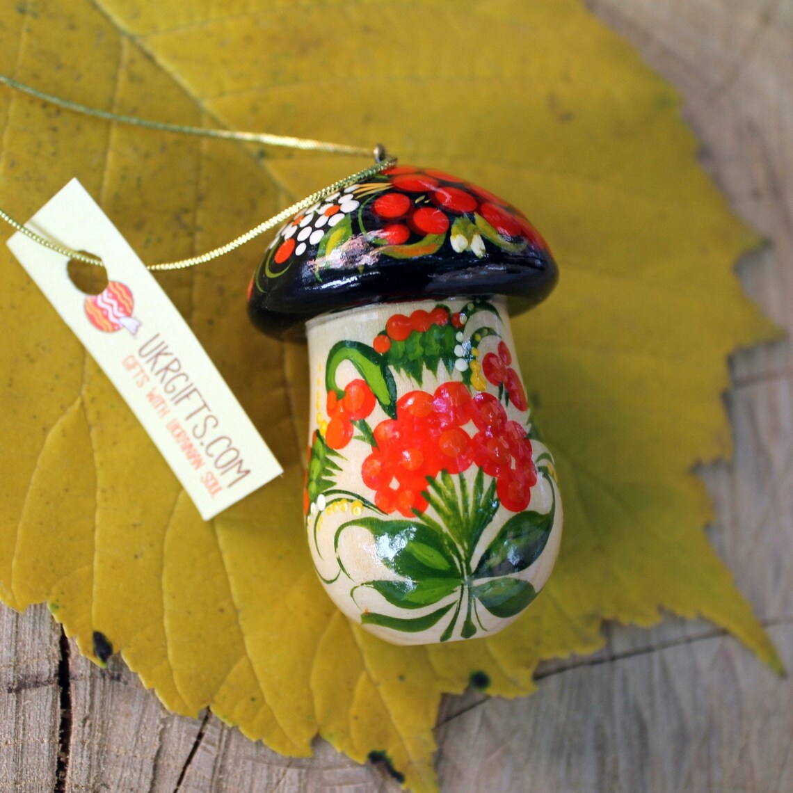 Wooden mushroom ornament Christmas fly agaric ornament and Etsy