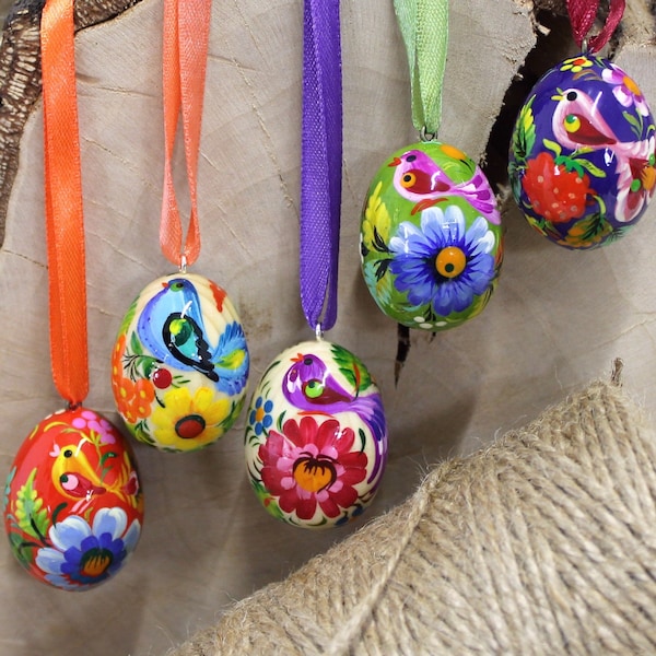 Huevos de Pascua muy pequeños para colgar huevos de Pascua pintados a mano de 3 cm hechos de madera huevos de Pascua sostenibles - decoración de Pascua Petrykivka pintura artesanía