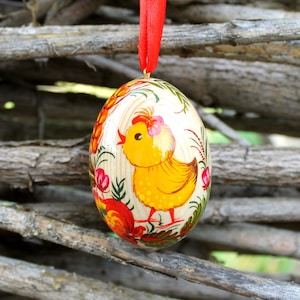 Hand painted Easter egg- Ukrainian easter eggs – pysanka-Eggs with Petrykivka painting-handcrafted Ukrainian egg black
