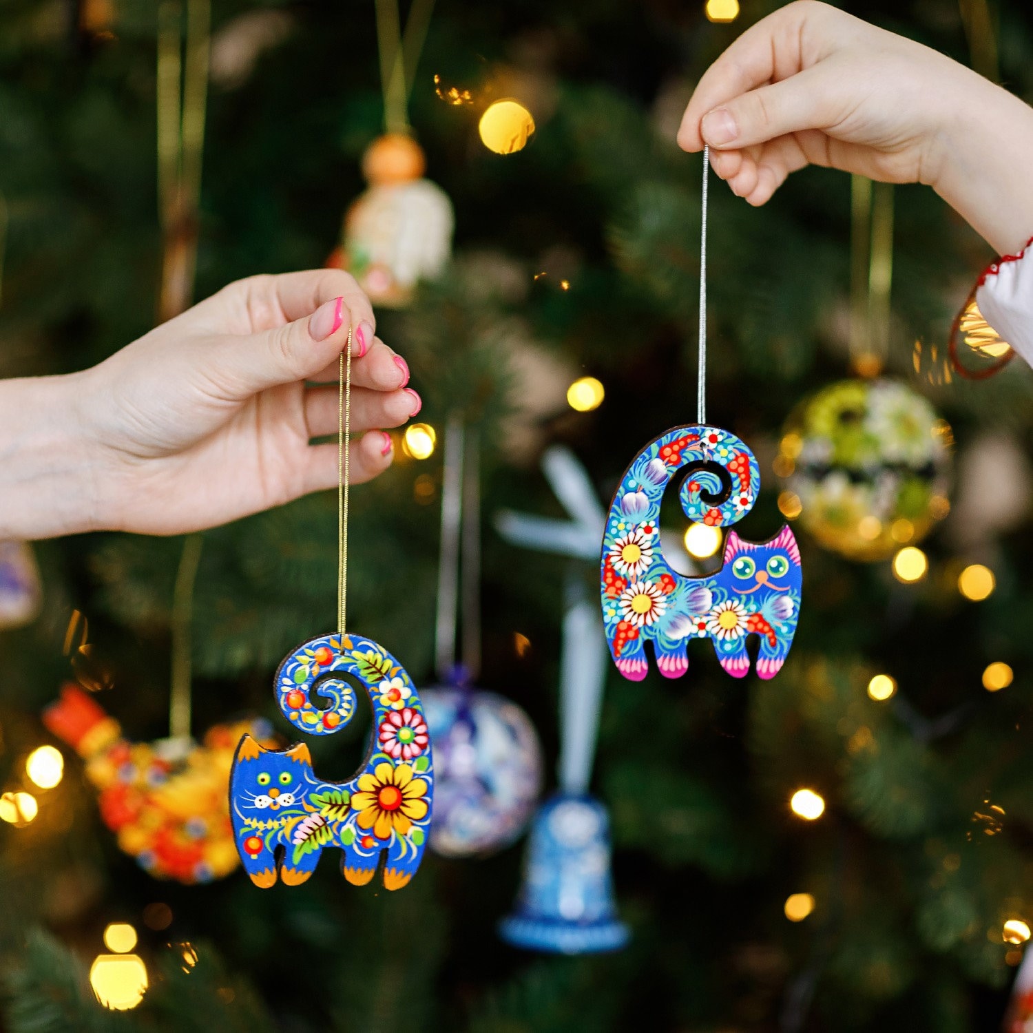 Carrelage Avec Impression, Cadeau, Chat à l'arbre de Noël, Chat des  forêts norvégiennes
