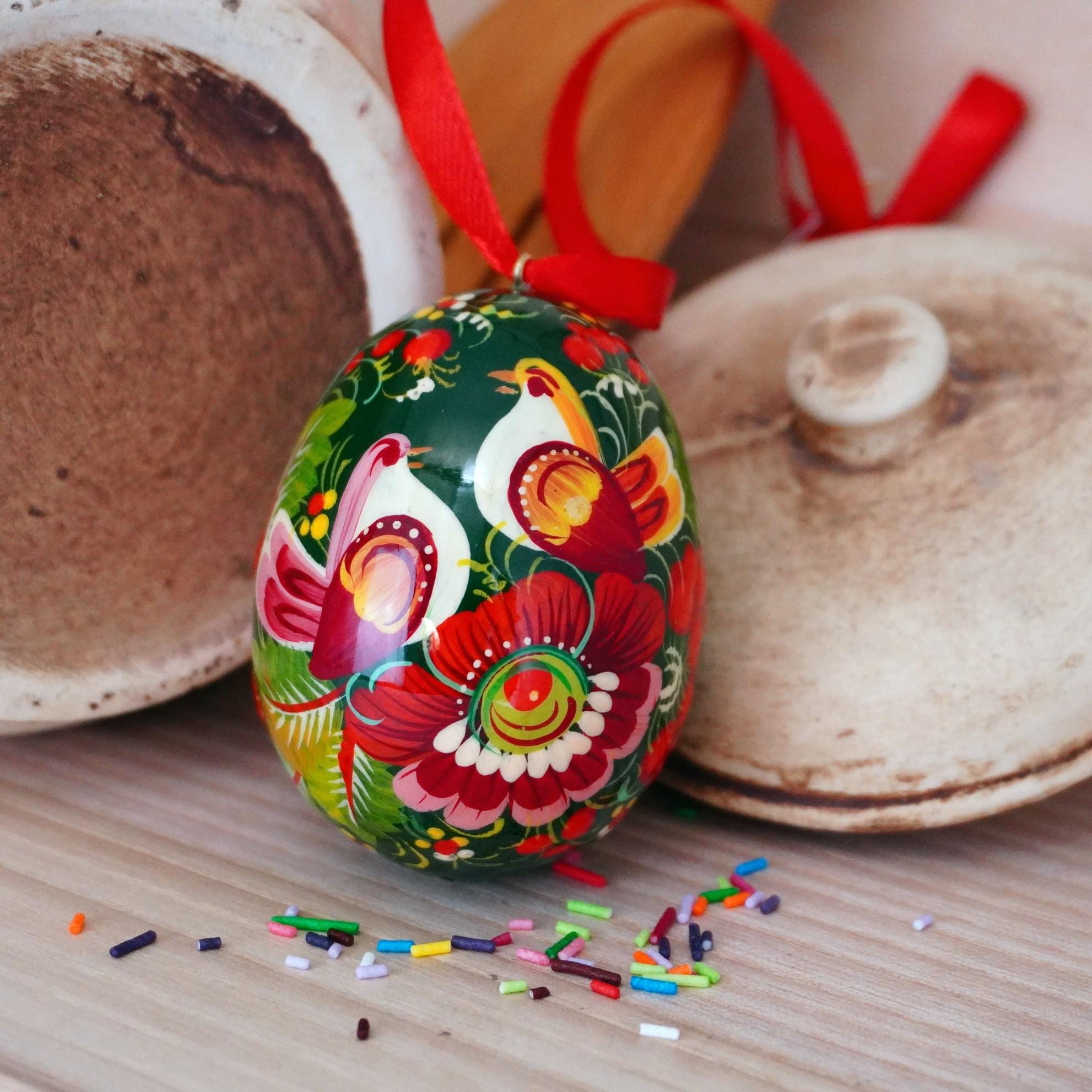 Hand Painted Wooden Eggs Set, Easter Decorations Hand Made, Ukrainian ...