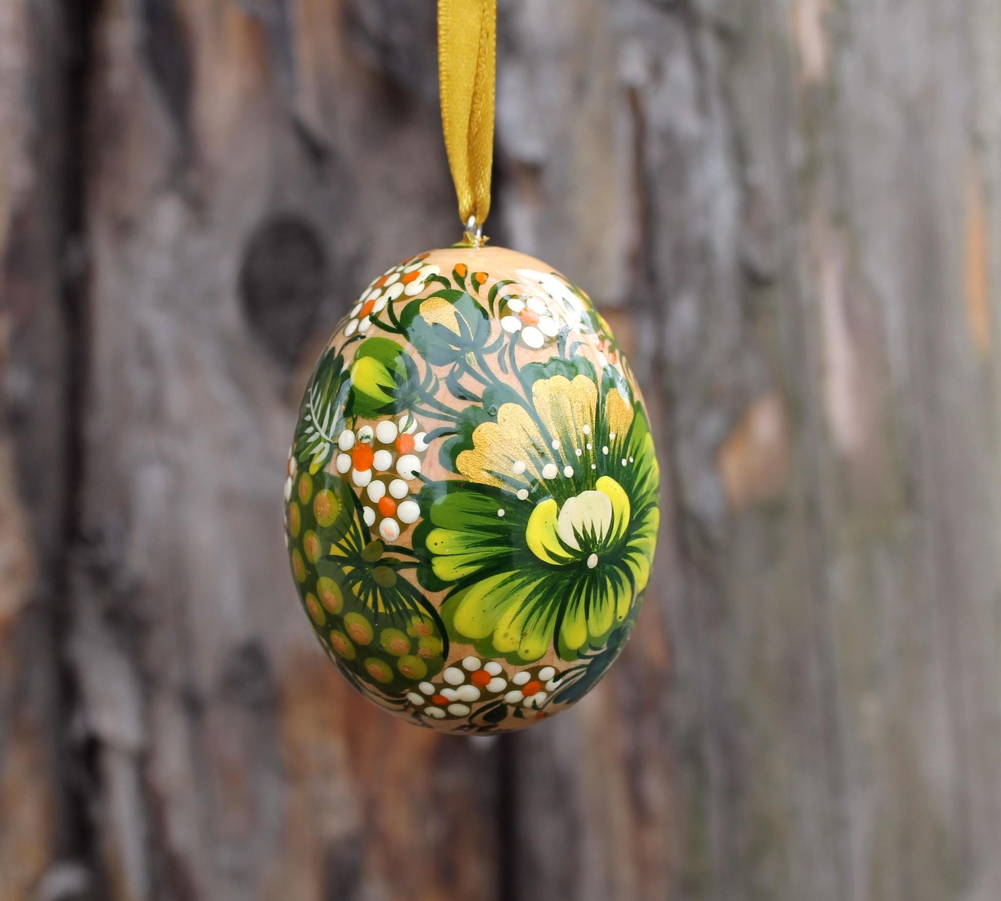 Hand Painted Wooden Easter Egg "flowers Und Bird", Ukrainian Pysanka - Etsy