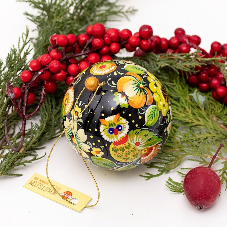 Boules de Noël en bois peintes à la main avec motif de hibou  Etsy