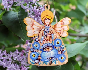 Angel Ukrainian-made Chrismas Ornament Wooden Hanging Decorations