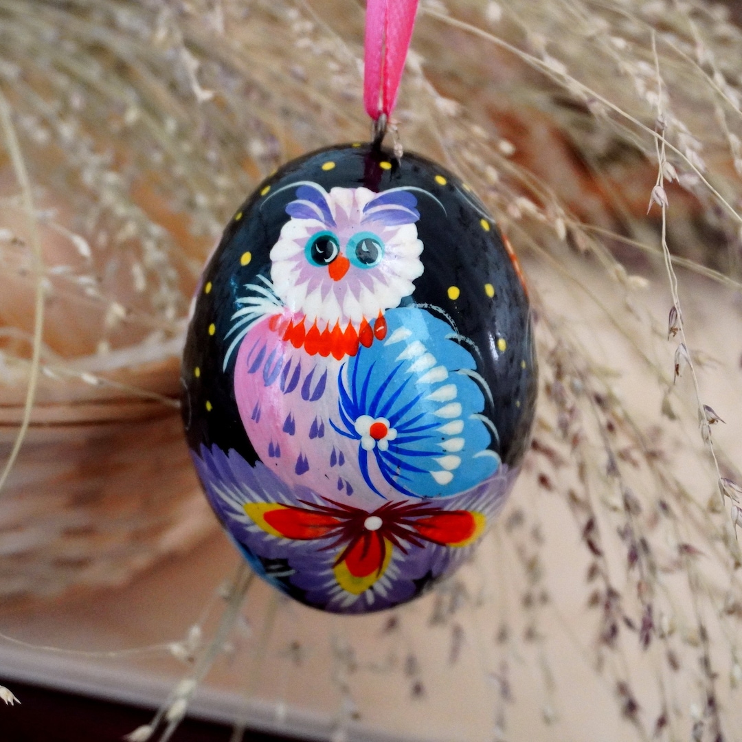 Ukrainian Easter Egg Hand Painted Eggs With Owl - Pretty Wooden Eggs ...