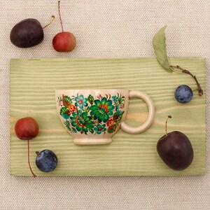 Small Cup - wall vase wooden decor for dry flowers, rustic wooden wall decorations, decorative vase, kitchen wall decor, Petrykivka painting