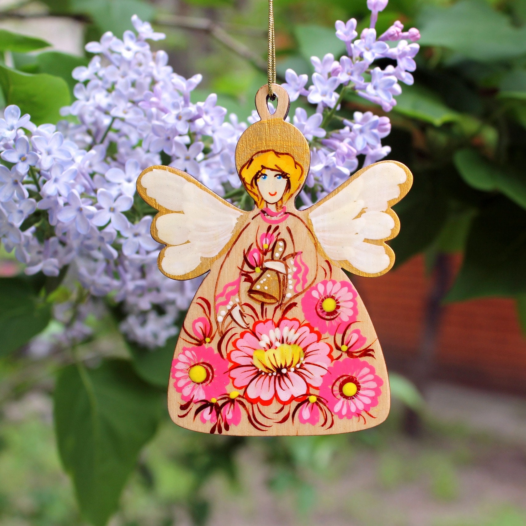 Angel Ukrainian-made Chrismas Ornament Wooden Hanging Decorations