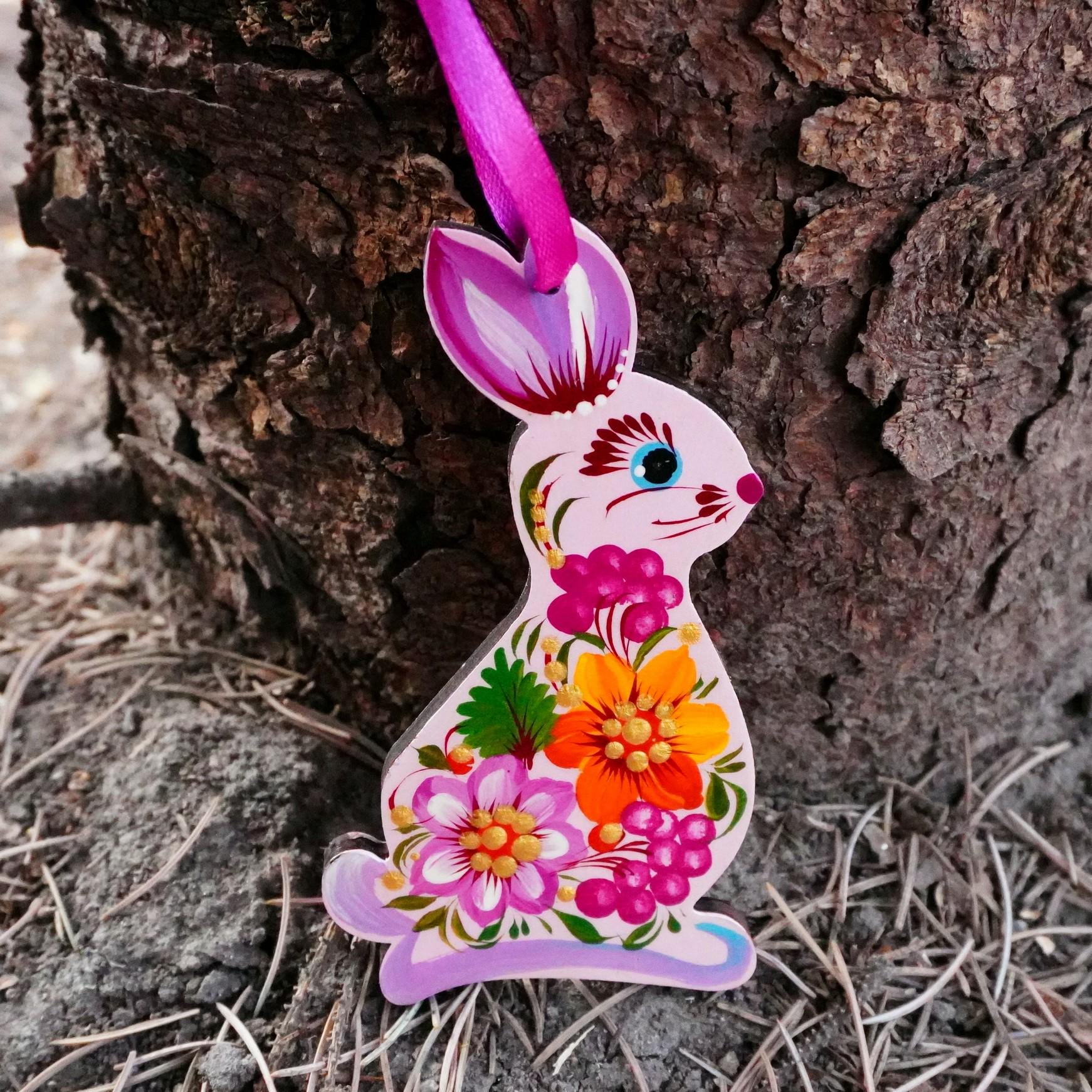 Easter Bunny Ukrainian Handmade Decoration Painted Easter Rabbit ...