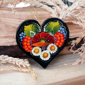 Weihnachtsschmuck Herz Anhänger aus Holz, Valentinstag Geschenk Aufmerksamkeit -Glücksbringer- handbemalter Christbaumschmuck hochwertig