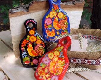 Wooden Decorative Kitchen Board With Petrykivka Painting Hand