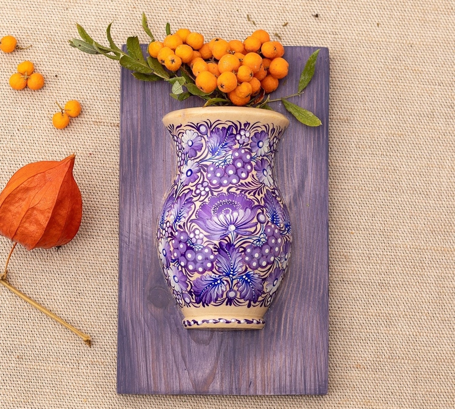 Vase wooden wall decor vase for dry flowers with floral Etsy