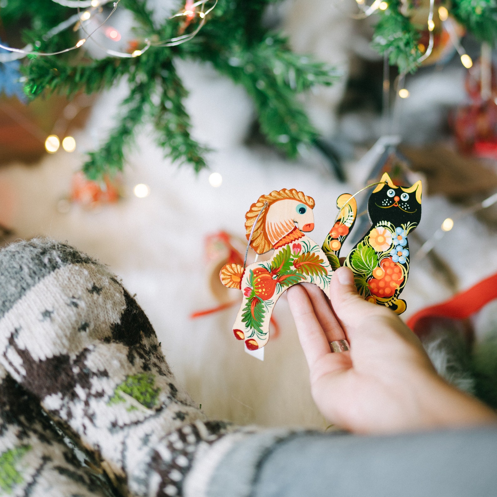 Cat - Handmade Threadwork Stuffed Christmas Ornament 16