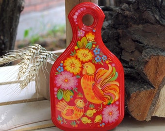Wooden Decorative Kitchen Board With Petrykivka Painting Hand