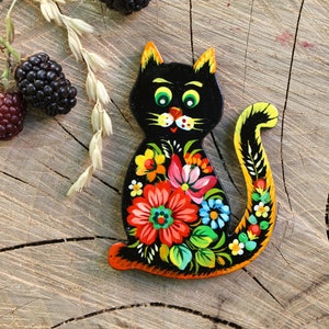 Chat - magnifique aimant de réfrigérateur en bois américain - petits cadeaux - petites figurines de chat - aimants de haute qualité animaux - cadeau d'amoureux des chats