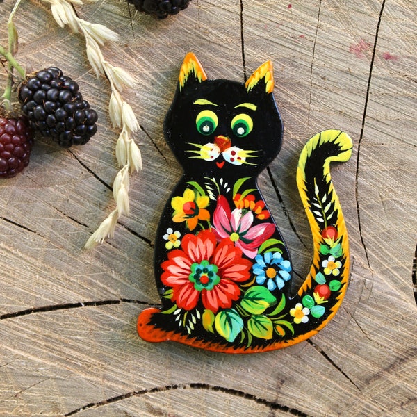 Katze - schöner Kühlschrankmagnet us Holz- kleine Geschenke -kleine Katzen Figuren - Hochwertige Magnete Tiere - Katzenliebhaber Geschenk