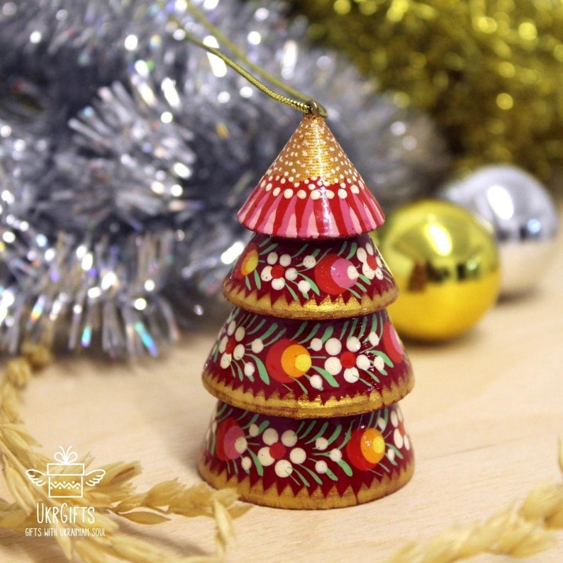 Cloches de Noël originales en bois sapins, décorations de Noël spéciales, cloches originales faites à la main, artisanat image 2