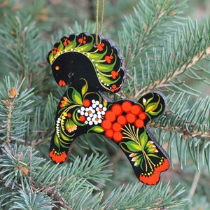 Horse- Wooden Christmas ornament hand painted Christmas tree decorations handmade ukrainian Folk style Petrykivka painting, Horse ornaments