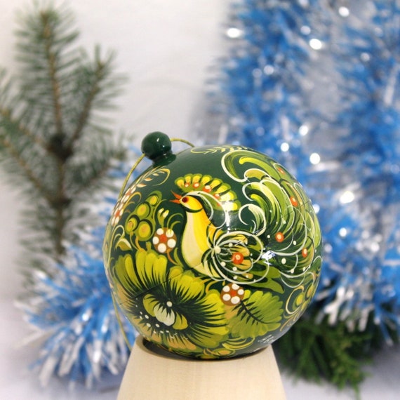 Hochwertige Weihnachtskugeln aus Holz mit Haus-Motiv, handbemalte Christbaumkugeln handgemacht besondere Weihnachtsbaumkugeln, Kunsthandwerk